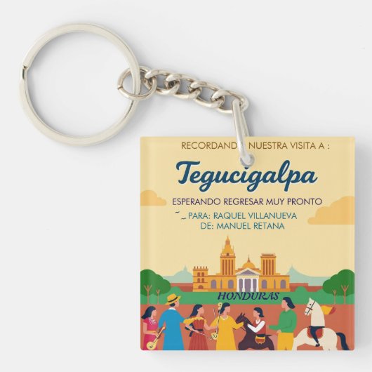  Honduras TEGUCIGALPA DC Retro poster Sleutelhanger (Voorkant)