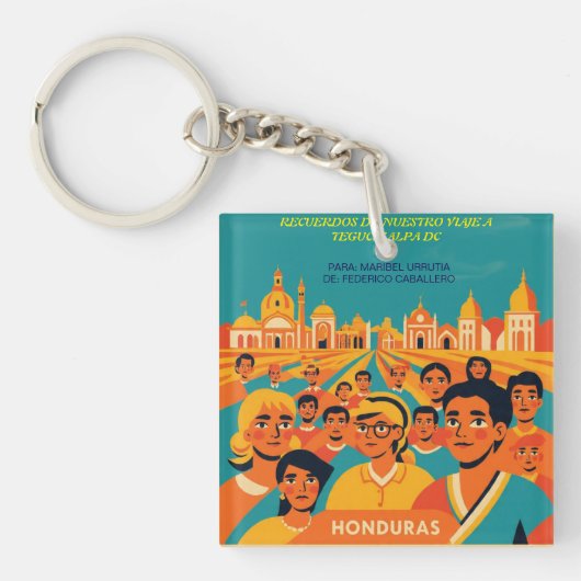  Honduras TEGUCIGALPA DC Retro poster Sleutelhanger (Voorkant)