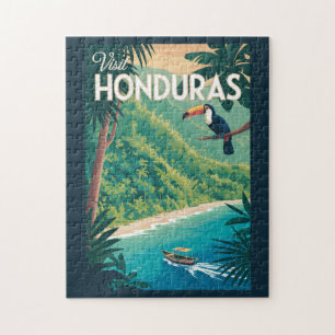 Honduras Toekan Illustratie Reis Kunst Vintage Legpuzzel
