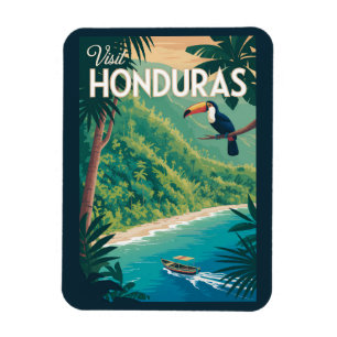 Honduras Toekan Illustratie Reis Kunst Vintage Magneet