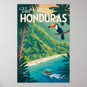 Honduras Toekan Illustratie Reis Kunst Vintage Poster
