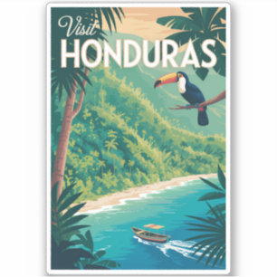 Honduras Toekan Illustratie Reis Kunst Vintage Sticker