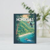 Honduras Toucan Illustration Travel Art Vintage Briefkaart (Staand voorkant)