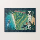 Honduras Toucan Illustration Travel Art Vintage Legpuzzel (Horizontaal)