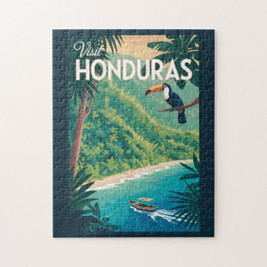 Honduras Toucan Illustration Travel Art Vintage Legpuzzel (Verticaal)