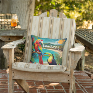 Honduras Travel Vintage Poster Macaw en Toucan Buitenkussen