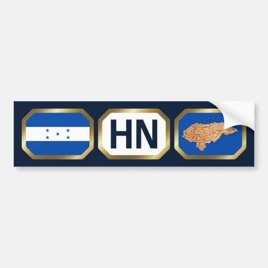 Honduras Vlag Landkaart Code Bumpersticker (Voorkant)