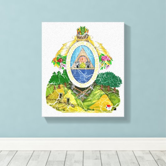 Honduras Wapen Canvas Afdruk (Insitu (Houten vloer))