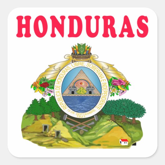 Honduras Wapen Design Vierkante Sticker (Voorkant)