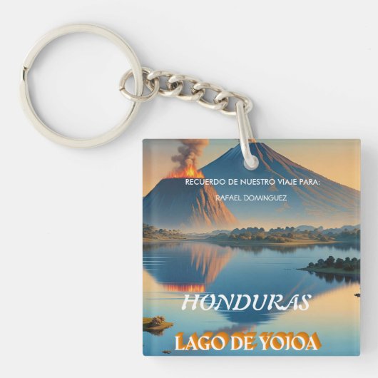 Honduras Yojoa Lake Retro poster Sleutelhanger (Voorkant)