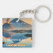 Honduras Yojoa Lake Retro poster Sleutelhanger (Achterkant)