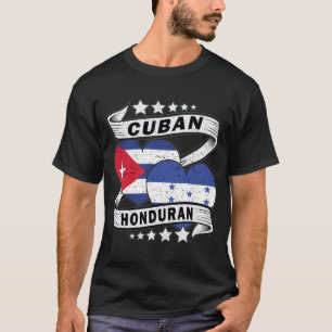 Hondurees-Cubaanse vlag half Hondurees half Cubaan T-shirt