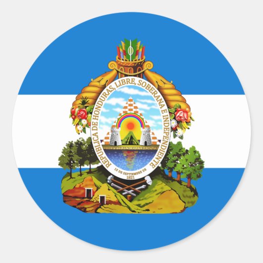Hondurese vlag en wapenschild, vlag van Honduras Ronde Sticker (Voorkant)