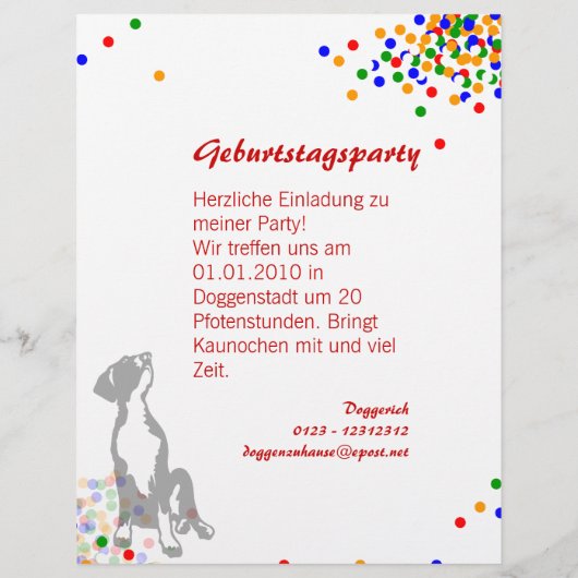 Hondwelp Uitnodiging Flyer (Achterkant)