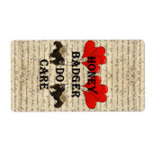 Hone badger, zorg etiket (Voorkant)