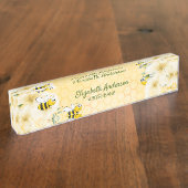 Honecomb blij met hommels bloemen baas babe plezie naambordje (Zijkant)