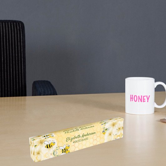Honecomb blij met hommels bloemen baas babe plezie naambordje