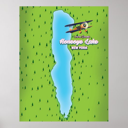 Honeoye Lake New York kaart Poster (Voorkant)