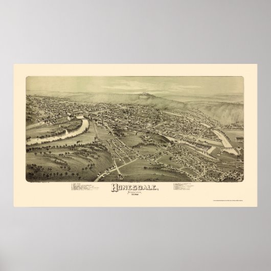 Honesdale, PA Panoramic Map - 1890 Poster (Voorkant)