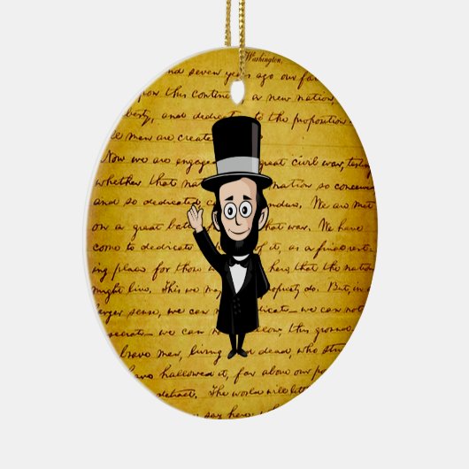 Honest Abe en Zijne Gettysburg Adres Keramisch Ornament (Rechts)