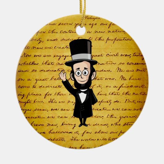 Honest Abe en Zijne Gettysburg Adres Keramisch Ornament (Voorkant)