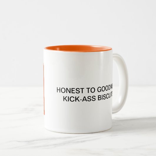 Honest Biscuits Custom Coffee Mok (Voorkant rechts)