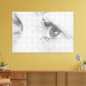 Honest Black Halftone Effect Vrouw Glance Canvas Afdruk (Insitu (Woonkamer))