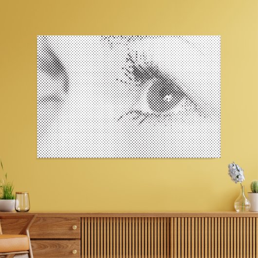 Honest Black Halftone Effect Vrouw Glance Canvas Afdruk (Insitu (Woonkamer))