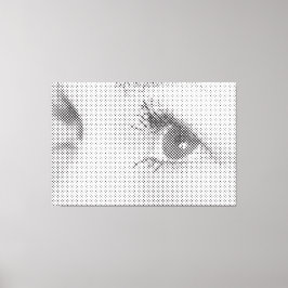Honest Black Halftone Effect Vrouw Glance Canvas Afdruk