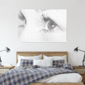 Honest Black Halftone Effect Vrouw Glance Canvas Afdruk (Insitu (Slaapkamer))