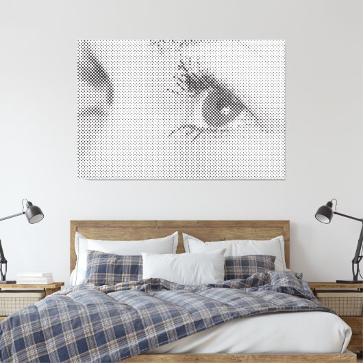 Honest Black Halftone Effect Vrouw Glance Canvas Afdruk (Insitu (Slaapkamer))