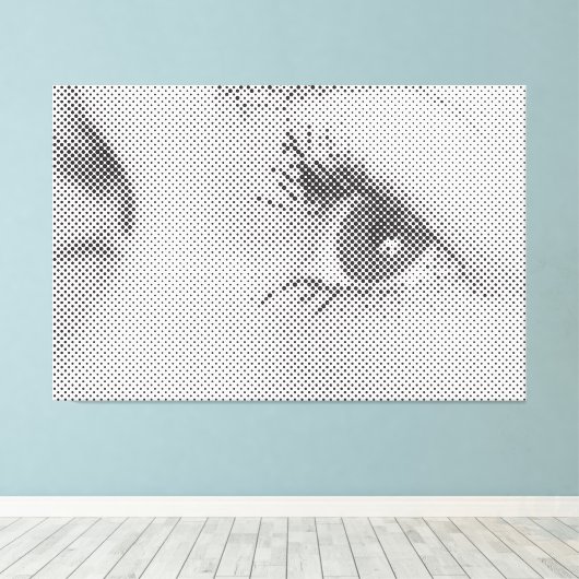 Honest Black Halftone Effect Vrouw Glance Canvas Afdruk (Insitu (Houten vloer))