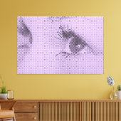 Honest Black&Lila Halftone Effect Vrouw Glance Canvas Afdruk (Insitu (Woonkamer))