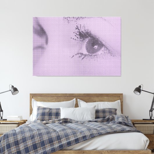 Honest Black&Lila Halftone Effect Vrouw Glance Canvas Afdruk (Insitu (Slaapkamer))