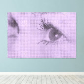 Honest Black&Lila Halftone Effect Vrouw Glance Canvas Afdruk (Insitu (Houten vloer))