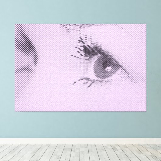 Honest Black&Lila Halftone Effect Vrouw Glance Canvas Afdruk (Insitu (Houten vloer))