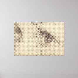Honest Black&Salmon Halftone Effect Vrouw Glance Canvas Afdruk