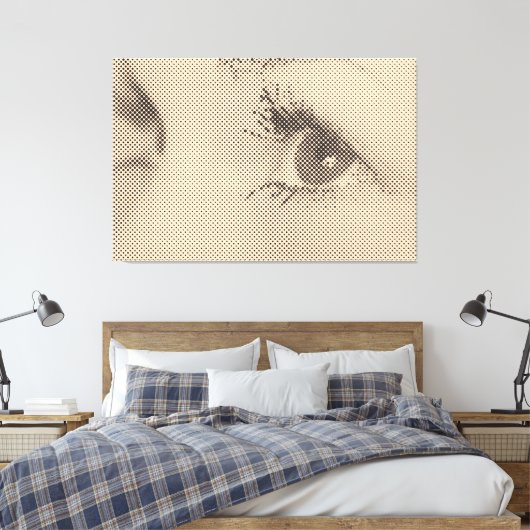 Honest Black&Salmon Halftone Effect Vrouw Glance Canvas Afdruk (Insitu (Slaapkamer))