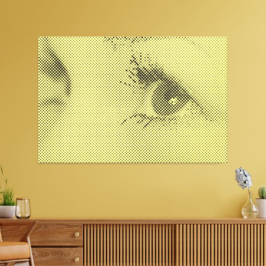 Honest Black&Yellow Halftone Effect Vrouw Glance Canvas Afdruk (Insitu (Woonkamer))