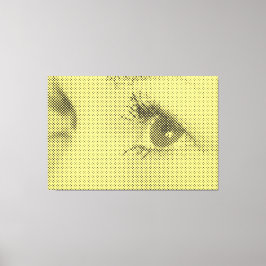 Honest Black&Yellow Halftone Effect Vrouw Glance Canvas Afdruk