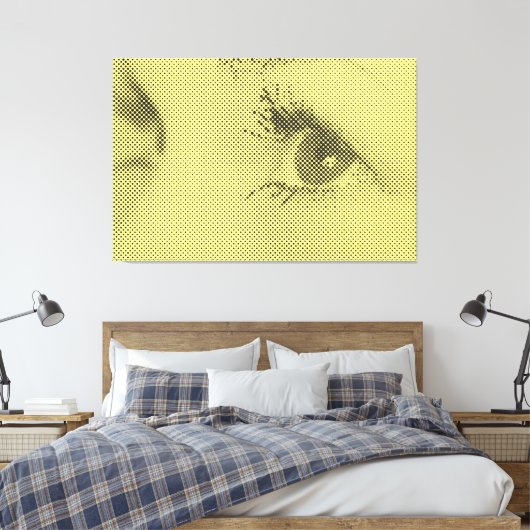 Honest Black&Yellow Halftone Effect Vrouw Glance Canvas Afdruk (Insitu (Slaapkamer))