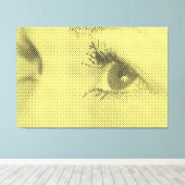 Honest Black&Yellow Halftone Effect Vrouw Glance Canvas Afdruk (Insitu (Houten vloer))