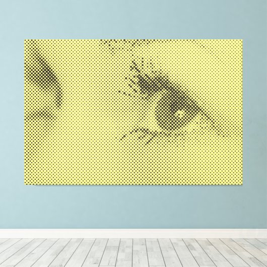 Honest Black&Yellow Halftone Effect Vrouw Glance Canvas Afdruk (Insitu (Houten vloer))