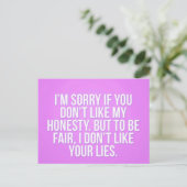 HONESTY INSULTS SORRY U LIGT VAN COMMENTAAR EXPRES BRIEFKAART (Staand voorkant)