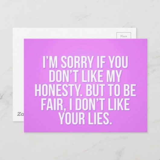 HONESTY INSULTS SORRY U LIGT VAN COMMENTAAR EXPRES BRIEFKAART (Voorkant / Achterkant)