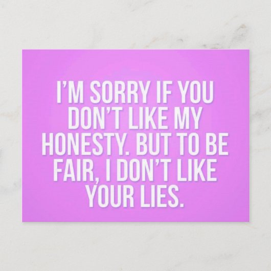 HONESTY INSULTS SORRY U LIGT VAN COMMENTAAR EXPRES BRIEFKAART (Voorkant)