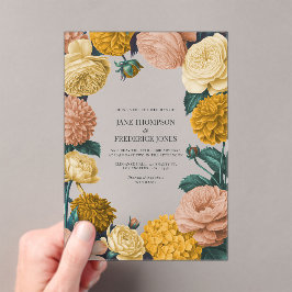 Honey Amber, Caramel Rose & Soft Marzipan Wedding Acryl Uitnodigingen