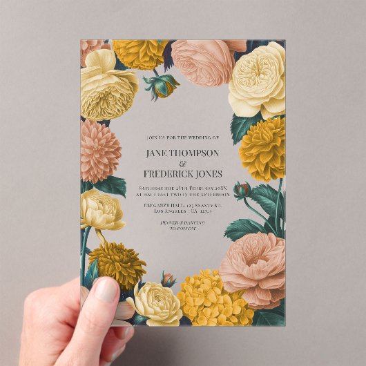 Honey Amber, Caramel Rose & Soft Marzipan Wedding Acryl Uitnodigingen (Insitu (Draagbaar))