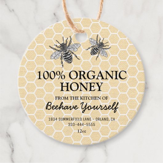 Honey Apiary Jar Labels |  honingbij (Voorkant)
