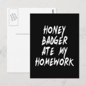 Honey Badger Ate Mijn thuiswerk Briefkaart (Voorkant / Achterkant)